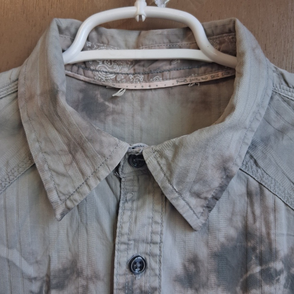 Decree Taupe Tie Dye W/ Embroidered Accent LS Button Down Western Shirt EUC - Picture 9 of 15